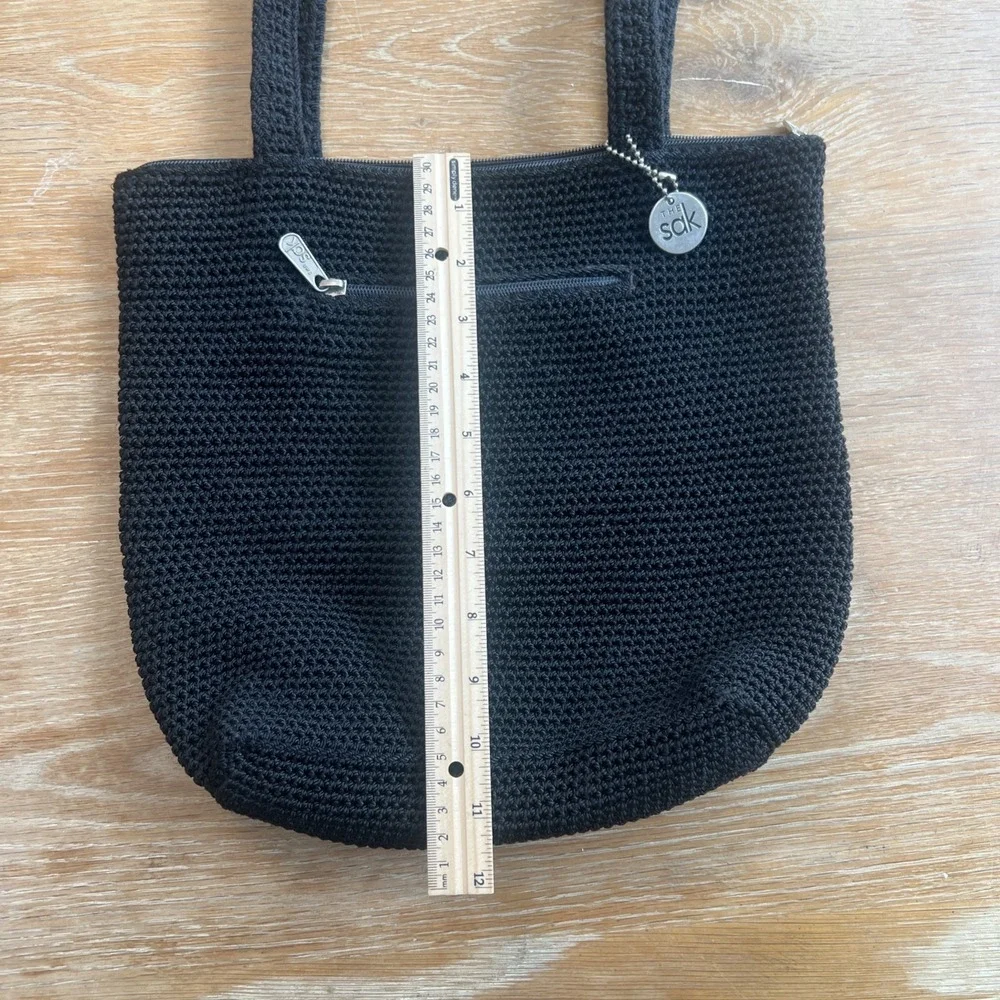 The Sak Medium‎ Crochet Handbag Black Double Handle Bag